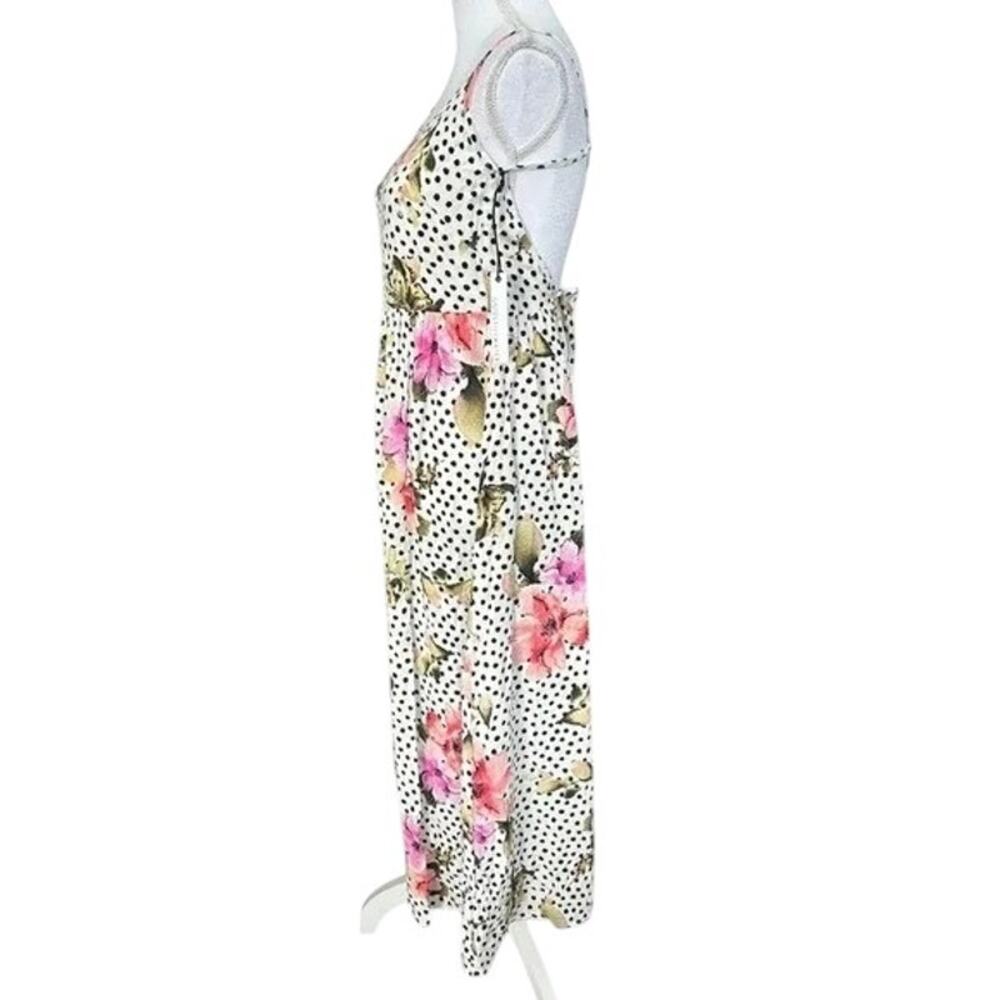 Stillwater Floral Polka Dot Open Back Maxi Dress M NWT Side Slit Pockets Boho - Picture 5 of 10